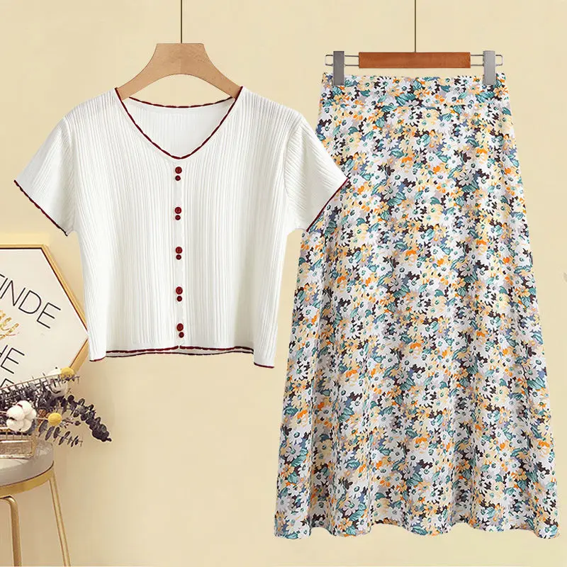 plus Size Women's Summer Outfit High Waist A-Line Skirt And Top Set Slimming Meat Covering Two-Piece Ensemble Korean Style
plus Size Women's Summer Outfit High Waist A-Line Skirt And Top Set Slimming Meat Covering Two-Piece Ensemble Korean Style
