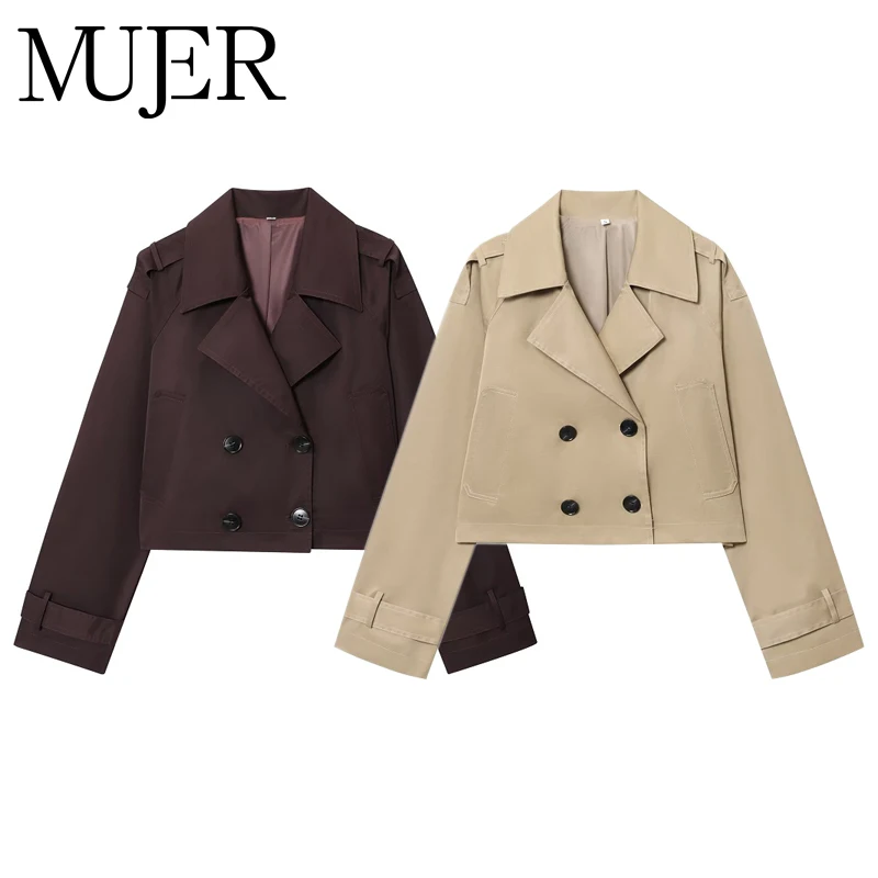 MUJER двубортный плащ для женщин, укороченная ветровка, женские пальто, новая верхняя одежда, праздничное женское пальто с длинными рукавами 
MUJER двубортный плащ для женщин, укороченная ветровка, женские пальто, новая верхняя одежда, праздничное женское пальто с длинными рукавами