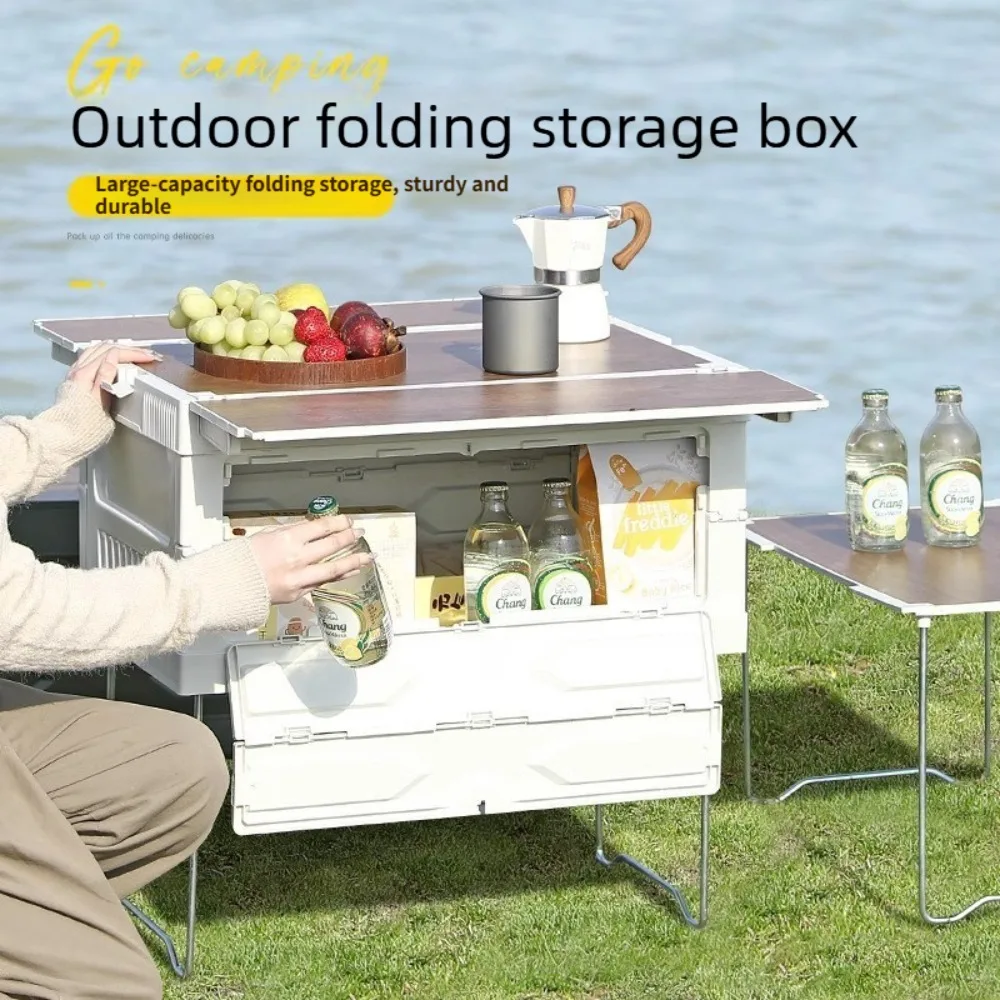 Foldable Storage Box with Wooden Lid Collapsible Camping Table with Side Doors Heavy Duty Stackable Organizer Bin for Picnic
Foldable Storage Box with Wooden Lid Collapsible Camping Table with Side Doors Heavy Duty Stackable Organizer Bin for Picnic