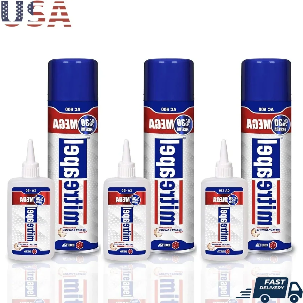 CA Glue Set with Spray Adhesive Activator Instant Bonding Wood Plastic Metal Leather Ceramic Craft Projects 3x4.5oz 3x16.9fl oz 
CA Glue Set with Spray Adhesive Activator Instant Bonding Wood Plastic Metal Leather Ceramic Craft Projects 3x4.5oz 3x16.9fl oz