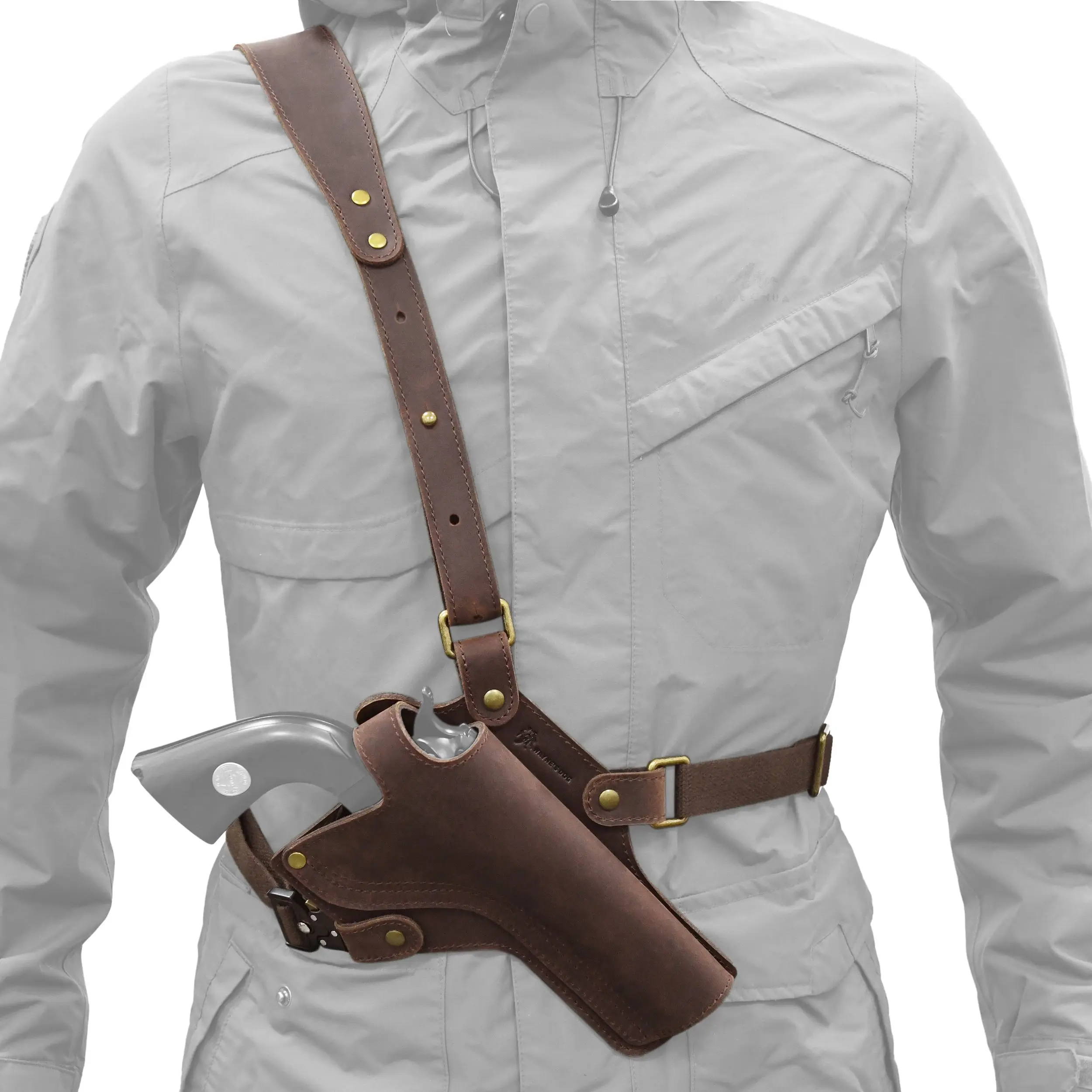 Leather Chest Rig Pistol Holster for Revolvers, Adjustable Shoulder Carry Holster Fits 5.5" or 7.5" Barrel
Leather Chest Rig Pistol Holster for Revolvers, Adjustable Shoulder Carry Holster Fits 5.5" or 7.5" Barrel