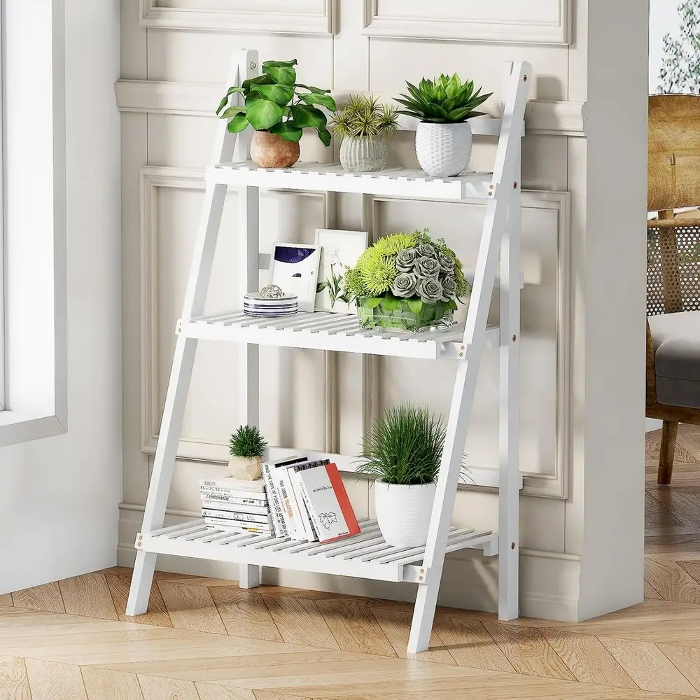 White 3-Tier Bamboo Ladder Bookshelf - Compact Storage for Home, Office, and Bathroom
White 3-Tier Bamboo Ladder Bookshelf - Compact Storage for Home, Office, and Bathroom