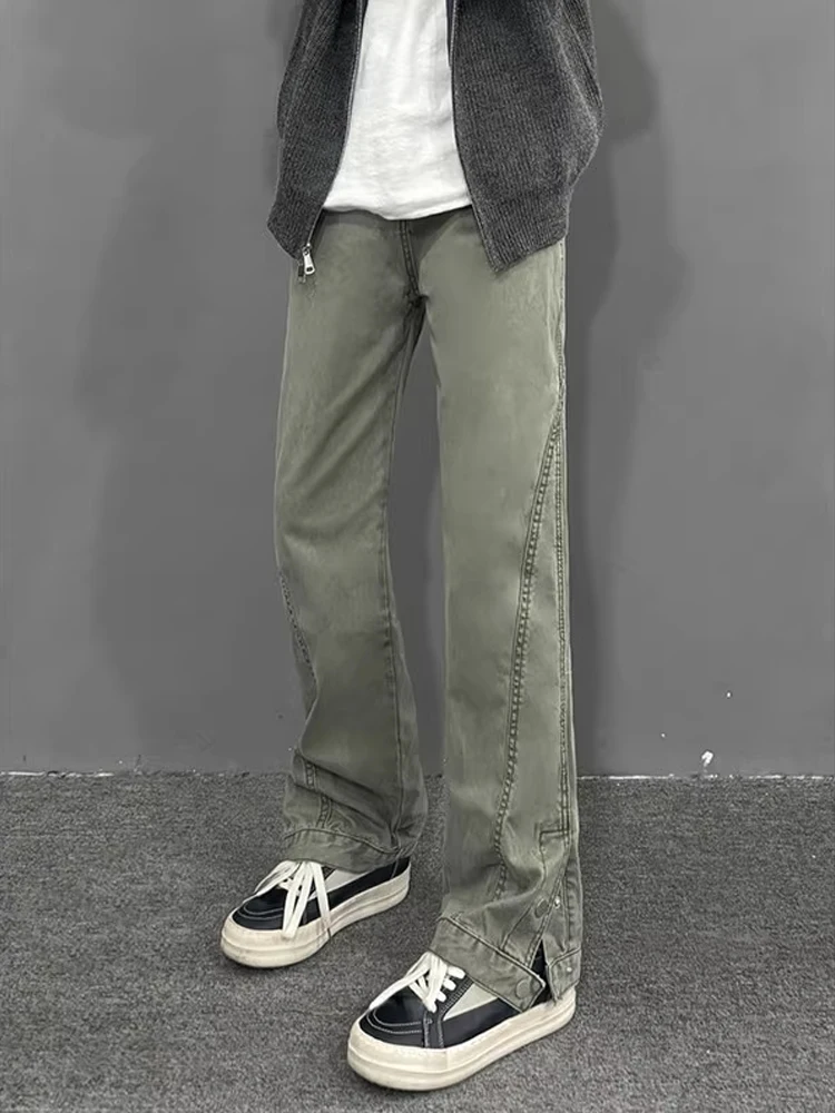 American Retro ey een Workwear Micro Flared Pants for Men Slimming Cleanfit Split Straight Leg Timberja Casual Trousers
American Retro ey een Workwear Micro Flared Pants for Men Slimming Cleanfit Split Straight Leg Timberja Casual Trousers