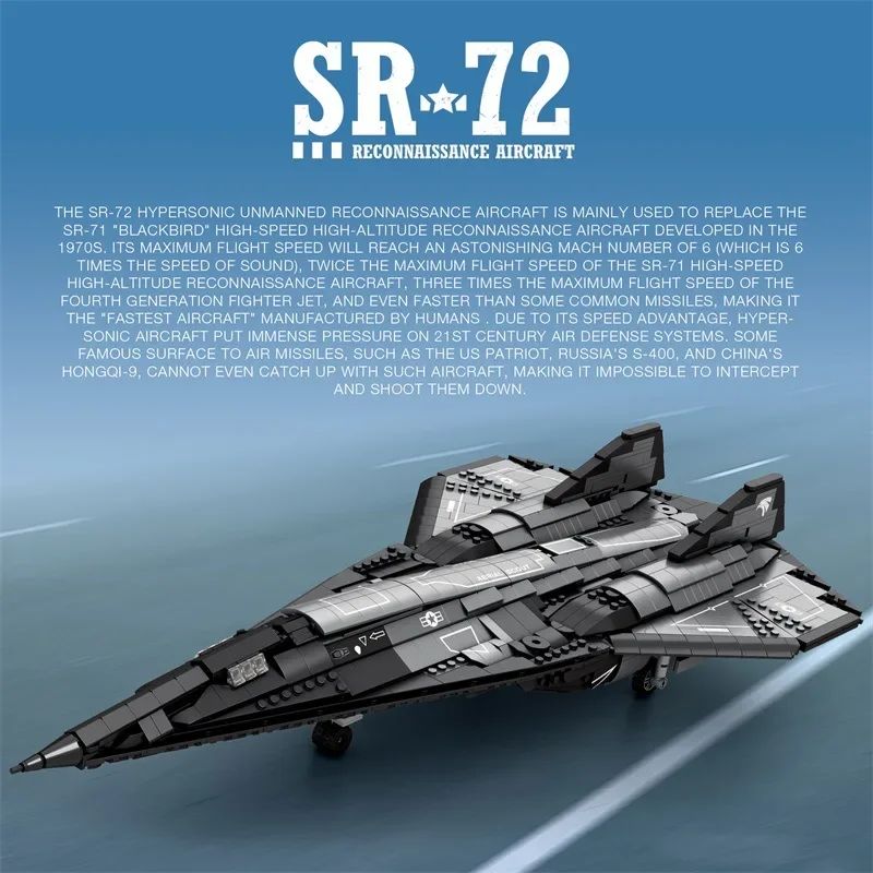 SR-72 spy plane building blocks Military Air Force fighter model building blocks Tabletop decorations Children's toys Gift Gifts
SR-72 spy plane building blocks Military Air Force fighter model building blocks Tabletop decorations Children's toys Gift Gifts