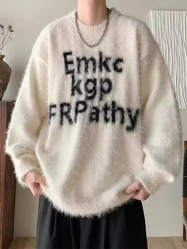 Мужской вязаный свитер в стиле ретро, свободный крой, с надписями, премиум-класса, оверсайз, для пар, зимний, повседневный, из полиэфирного волокна
Мужской вязаный свитер в стиле ретро, свободный крой, с надписями, премиум-класса, оверсайз, для пар, зимний, повседневный, из полиэфирного волокна