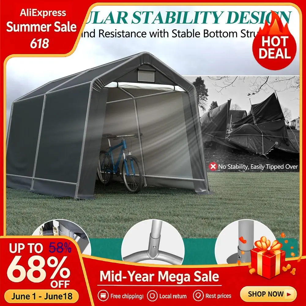 8 x 14 Outdoor Storage Shelter Shed Heavy Duty Storage Tent with Rollup Ventilated Windows, Portable Garage Zipper Storag Custom
8 x 14 Outdoor Storage Shelter Shed Heavy Duty Storage Tent with Rollup Ventilated Windows, Portable Garage Zipper Storag Custom