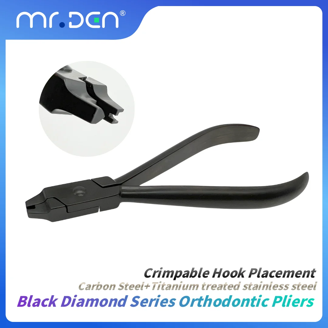 Hardened Dental Pliers Black Diamond Series Crimpable Hook Placement Titanium Coated Stainless Steel Orthodontic Tools
Hardened Dental Pliers Black Diamond Series Crimpable Hook Placement Titanium Coated Stainless Steel Orthodontic Tools