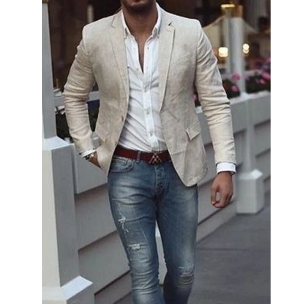 Business Suit Jackets for Man Jackets High Quality Solid Color Men's Social Coat Single-breasted Linen Fabric Casual Notch Lapel
Business Suit Jackets for Man Jackets High Quality Solid Color Men's Social Coat Single-breasted Linen Fabric Casual Notch Lapel