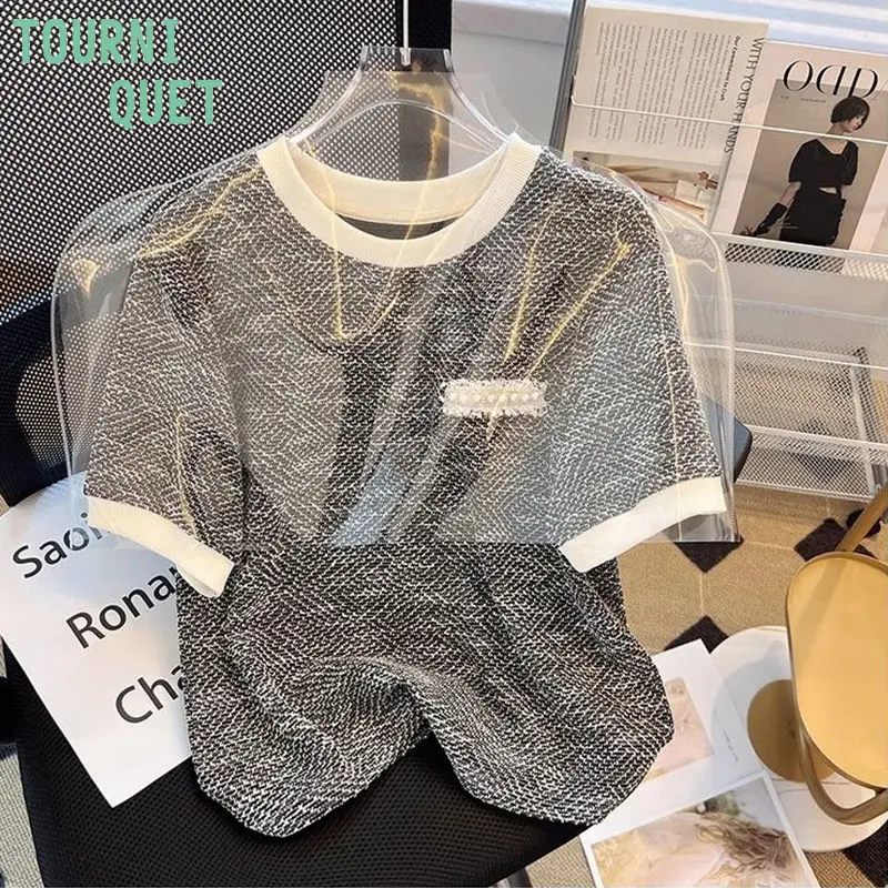 2024 Summer Designer Pink T-Shirt Women's Elegant Loose Fit Short Sleeve Top Chic & Slimming Casual Blouse Female Girl Top New
2024 Summer Designer Pink T-Shirt Women's Elegant Loose Fit Short Sleeve Top Chic & Slimming Casual Blouse Female Girl Top New