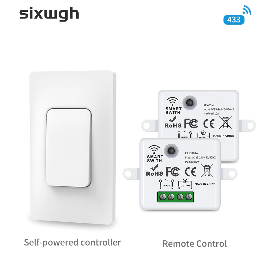 SIXWGH Wireless Controller Switches RF433,Waterproof,No Battery Required,Energy Saving Wall Light Switch Kinetic Energy Switch
SIXWGH Wireless Controller Switches RF433,Waterproof,No Battery Required,Energy Saving Wall Light Switch Kinetic Energy Switch