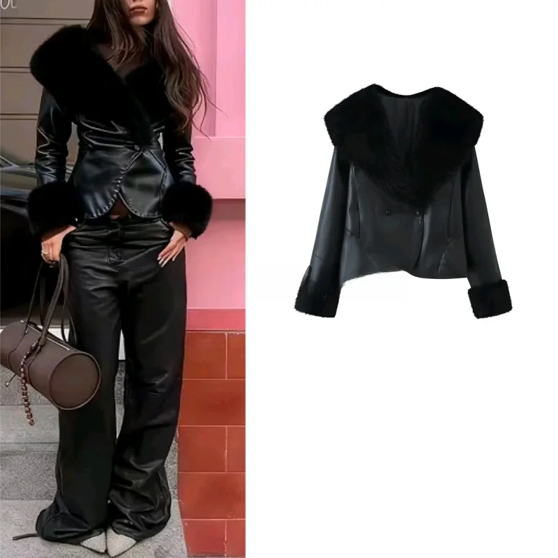 Женское осенне-зимнее пальто-жакет из искусственной кожи с длинными рукавами, приталенное, с воротником-стойкой, в европейском стиле, из полиэстера
Женское осенне-зимнее пальто-жакет из искусственной кожи с длинными рукавами, приталенное, с воротником-стойкой, в европейском стиле, из полиэстера