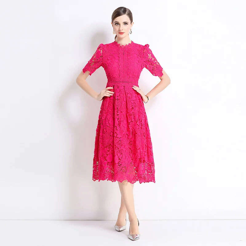 Quality Hollow Out Lace Embroidery Prom Dress Women Short Sleeve Slim High Waist French Vintage Floral Midi Party Vestidos
Quality Hollow Out Lace Embroidery Prom Dress Women Short Sleeve Slim High Waist French Vintage Floral Midi Party Vestidos