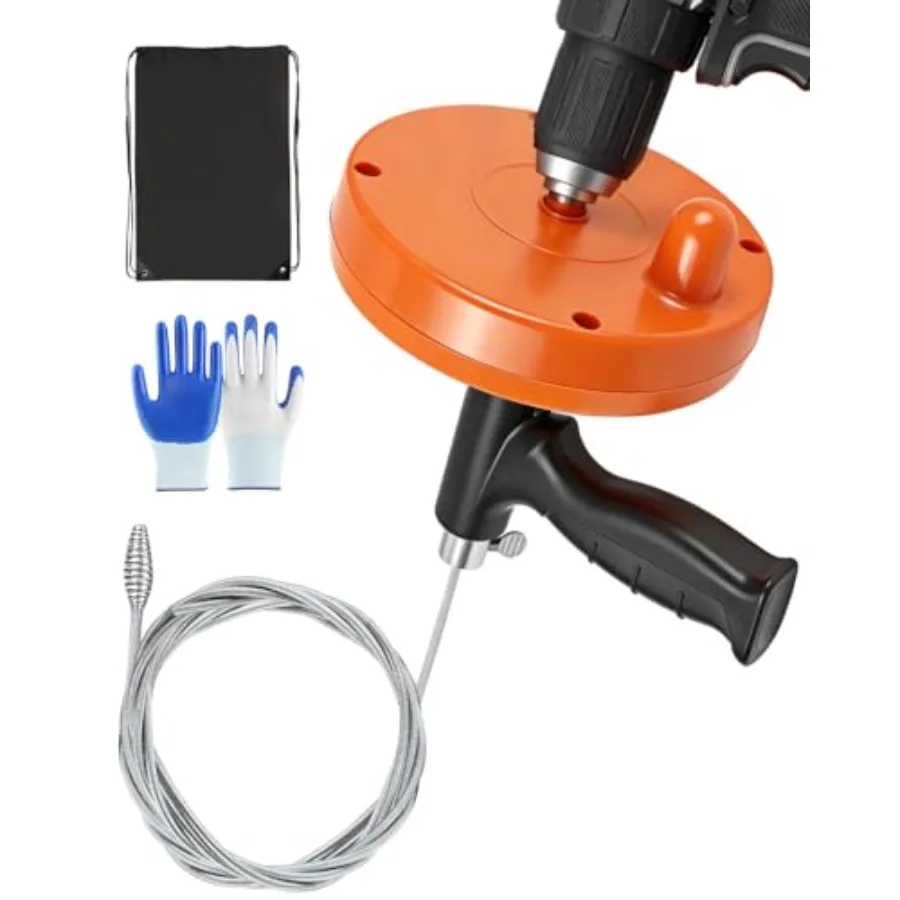 Drain Auger 25Feet Drain Snake with Drill Adapter Flexible Plumbing Snake Clog Removal Tool with Gloves and Cloth Bag Use Manua
Drain Auger 25Feet Drain Snake with Drill Adapter Flexible Plumbing Snake Clog Removal Tool with Gloves and Cloth Bag Use Manua