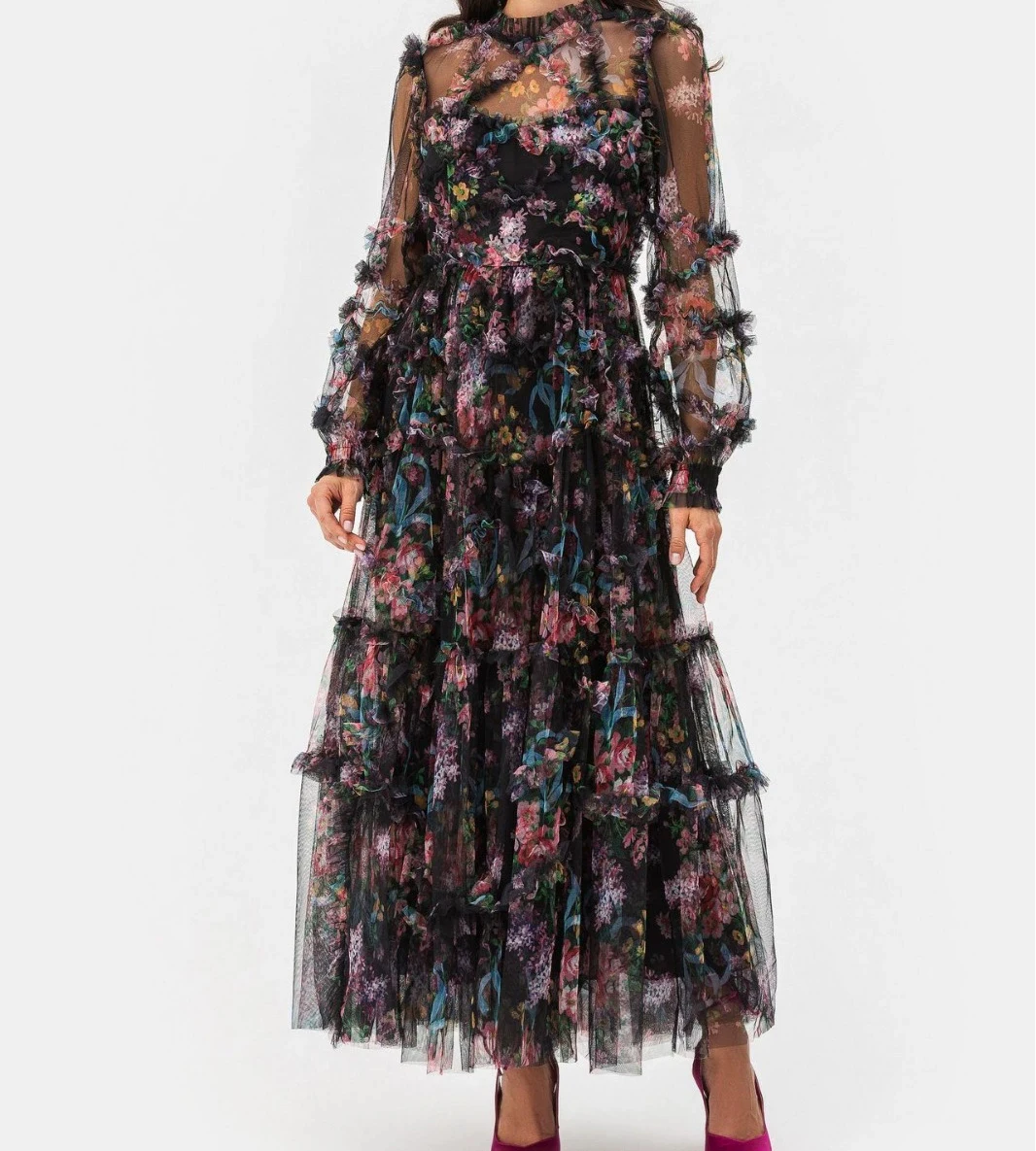 Floral dress, spring and autumn high-end evening dress, French long skirt, cross-border wedding dress-GZXX432
Floral dress, spring and autumn high-end evening dress, French long skirt, cross-border wedding dress-GZXX432