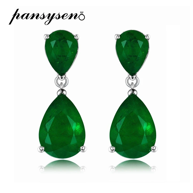 PANSYSEN Vintage 100% 925 Sterling Silver Pear Cut 7*10MM Emerald Drop Earrings for Women Anniversary Fine Jewelry Wholesale
PANSYSEN Vintage 100% 925 Sterling Silver Pear Cut 7*10MM Emerald Drop Earrings for Women Anniversary Fine Jewelry Wholesale