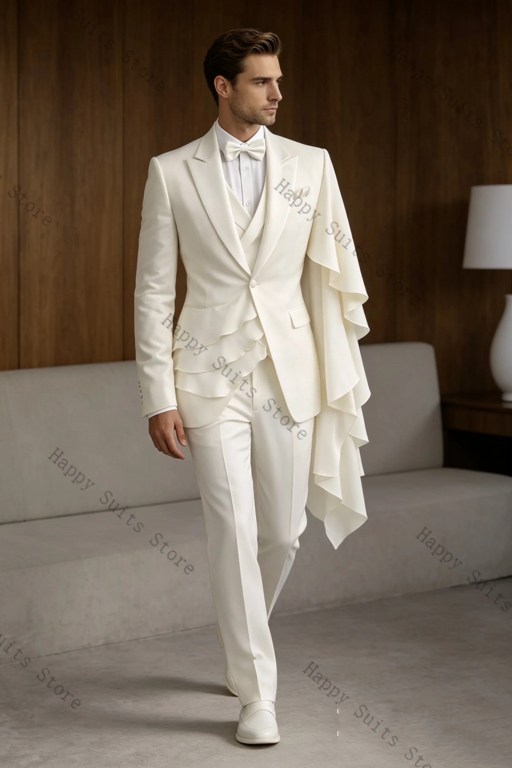 Wrap White Men Suit Set 2 Pcs Blazer+Pants Trousers Cotton Ruffles Formal Office Coat Wedding Tuxedo Customized Jacket Outfit
Wrap White Men Suit Set 2 Pcs Blazer+Pants Trousers Cotton Ruffles Formal Office Coat Wedding Tuxedo Customized Jacket Outfit