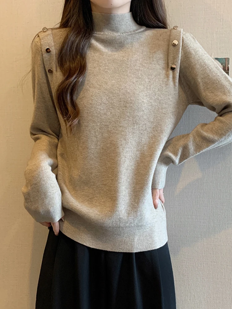 Fashion Oversized Pullovers Solid Color Design Half High Collar Long Sleeve Sweater Vintage All Match Female Slim Women Clothing
Fashion Oversized Pullovers Solid Color Design Half High Collar Long Sleeve Sweater Vintage All Match Female Slim Women Clothing