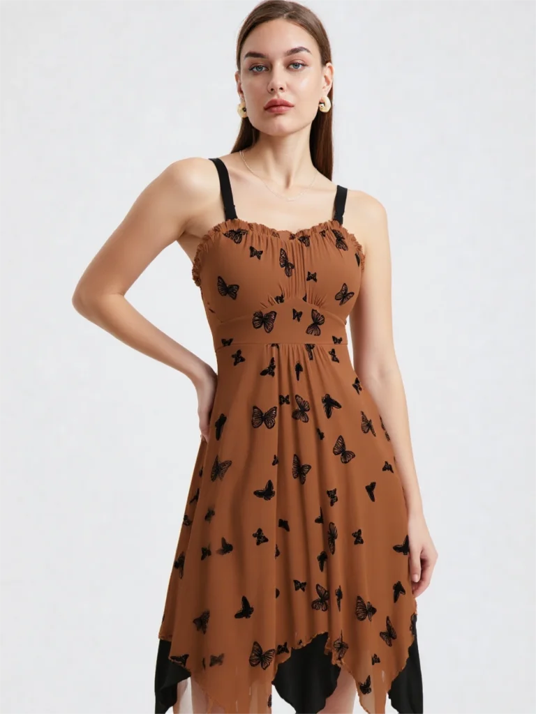 Women's Casual Butterfly Flocking Layered Handkerchief Caimi Dress Summer Coffee Sleeveless Dresses
Women's Casual Butterfly Flocking Layered Handkerchief Caimi Dress Summer Coffee Sleeveless Dresses