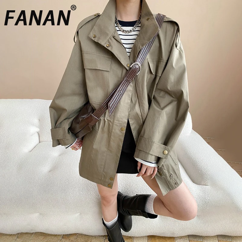 FANAN Vintage Drawstring Gathered Waist Trench For Women Single Breasted Temperament Windbreaker Female Coats 2025 Autumn New
FANAN Vintage Drawstring Gathered Waist Trench For Women Single Breasted Temperament Windbreaker Female Coats 2025 Autumn New