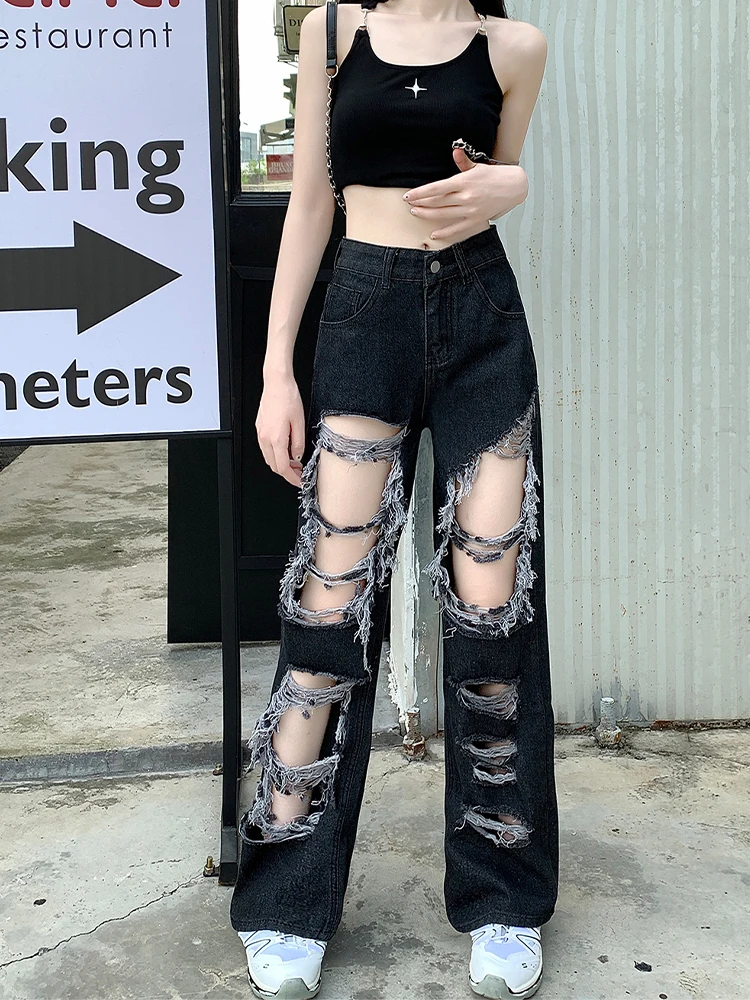 plus Size Women's High Waist Straight Leg Jeans Summer New Style Torn Denim Pants Loose Fit Slimming Fringed Wide Leg Floor-L...
plus Size Women's High Waist Straight Leg Jeans Summer New Style Torn Denim Pants Loose Fit Slimming Fringed Wide Leg Floor-L...