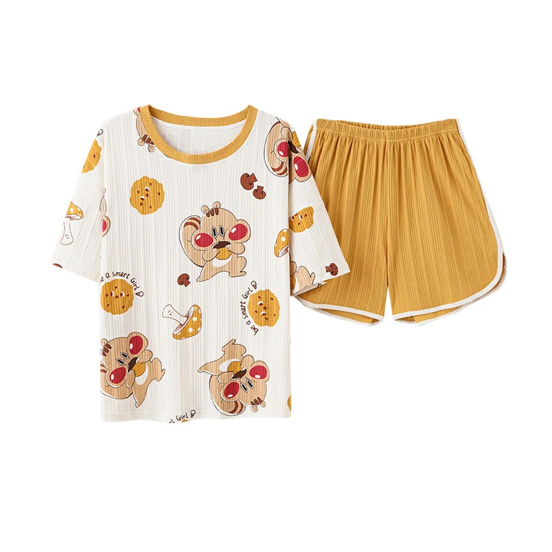Pajama Girl Summer Short Sleeve Cotton Round Neck Casual Loose Sweet Lovely Style Students' Home Clothes Can Be Worn Outside
Pajama Girl Summer Short Sleeve Cotton Round Neck Casual Loose Sweet Lovely Style Students' Home Clothes Can Be Worn Outside