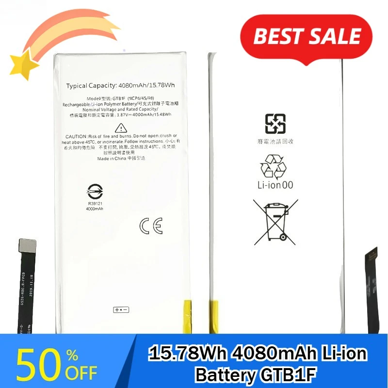 New High Quality 15.78Wh 4080mAh Li-ion Battery GTB1F For HTC Google Pixel 5 Pixel5 GD1YQ GTT9Q Mobile Phone Batteries
New High Quality 15.78Wh 4080mAh Li-ion Battery GTB1F For HTC Google Pixel 5 Pixel5 GD1YQ GTT9Q Mobile Phone Batteries