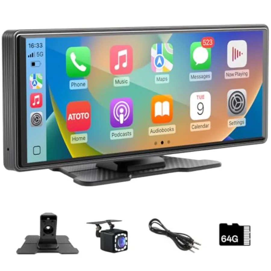 Portable CarPlay Android Auto screen for car 10.26-inch ABS plastic black with reversing camera voice control Bluetooth MirrorL
Portable CarPlay Android Auto screen for car 10.26-inch ABS plastic black with reversing camera voice control Bluetooth MirrorL