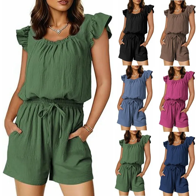 Summer Clothes Women's Square Neck Romper Drawstring Waist Shorts Jumpsuit Sleeveless Casual Loose Fit Lightweight Crinkle
Summer Clothes Women's Square Neck Romper Drawstring Waist Shorts Jumpsuit Sleeveless Casual Loose Fit Lightweight Crinkle