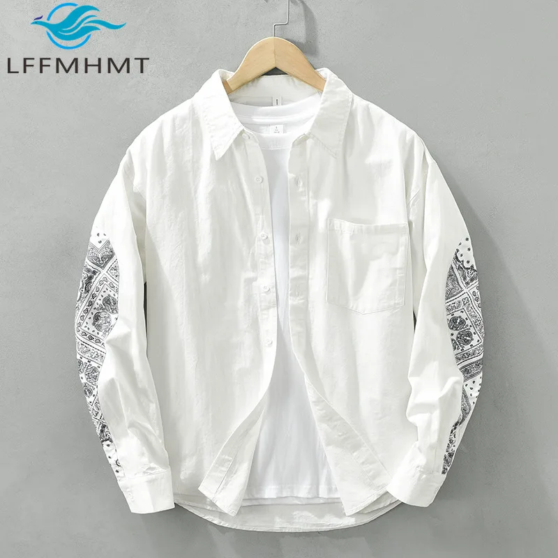 6765 100% Cotton Vintage Print Patchwork Long Sleeve White Shirt for Men Spring Fall Fashion Japan Style Retro Streetwear Male
6765 100% Cotton Vintage Print Patchwork Long Sleeve White Shirt for Men Spring Fall Fashion Japan Style Retro Streetwear Male