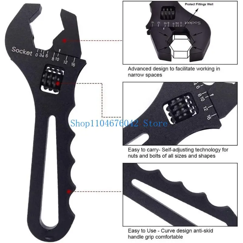 652F 3AN-16AN Adjustable Fitting Wrench Lightweight Black Aluminum Tool Spanner for An Hose Fitting Adapters End Adapter
652F 3AN-16AN Adjustable Fitting Wrench Lightweight Black Aluminum Tool Spanner for An Hose Fitting Adapters End Adapter