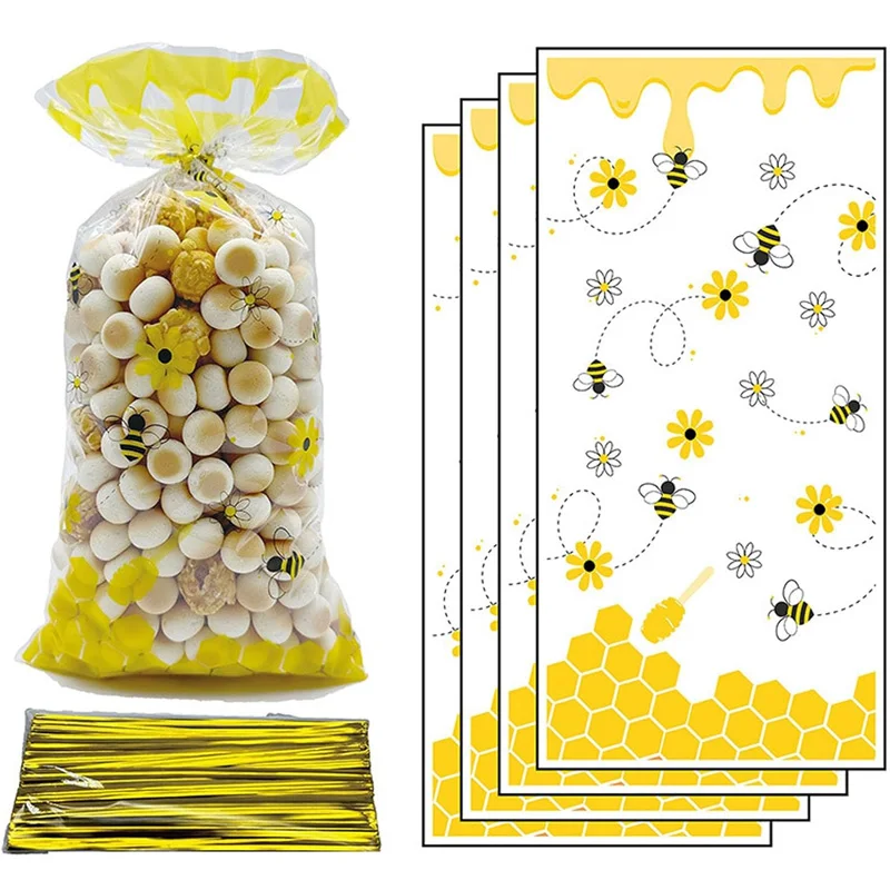 25/50/100PCS Bee Plastic Candy Treat Goodie Bags with Twist Ties, 5*11 in, for Birthday Party Favor Gift Wrapping Supplies
25/50/100PCS Bee Plastic Candy Treat Goodie Bags with Twist Ties, 5*11 in, for Birthday Party Favor Gift Wrapping Supplies
