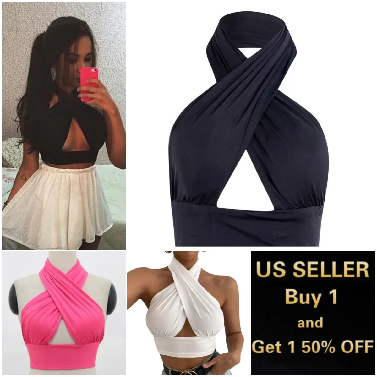 Женский укороченный топ без рукавов с открытой спиной и вырезом спереди на бретельках
Женский укороченный топ без рукавов с открытой спиной и вырезом спереди на бретельках