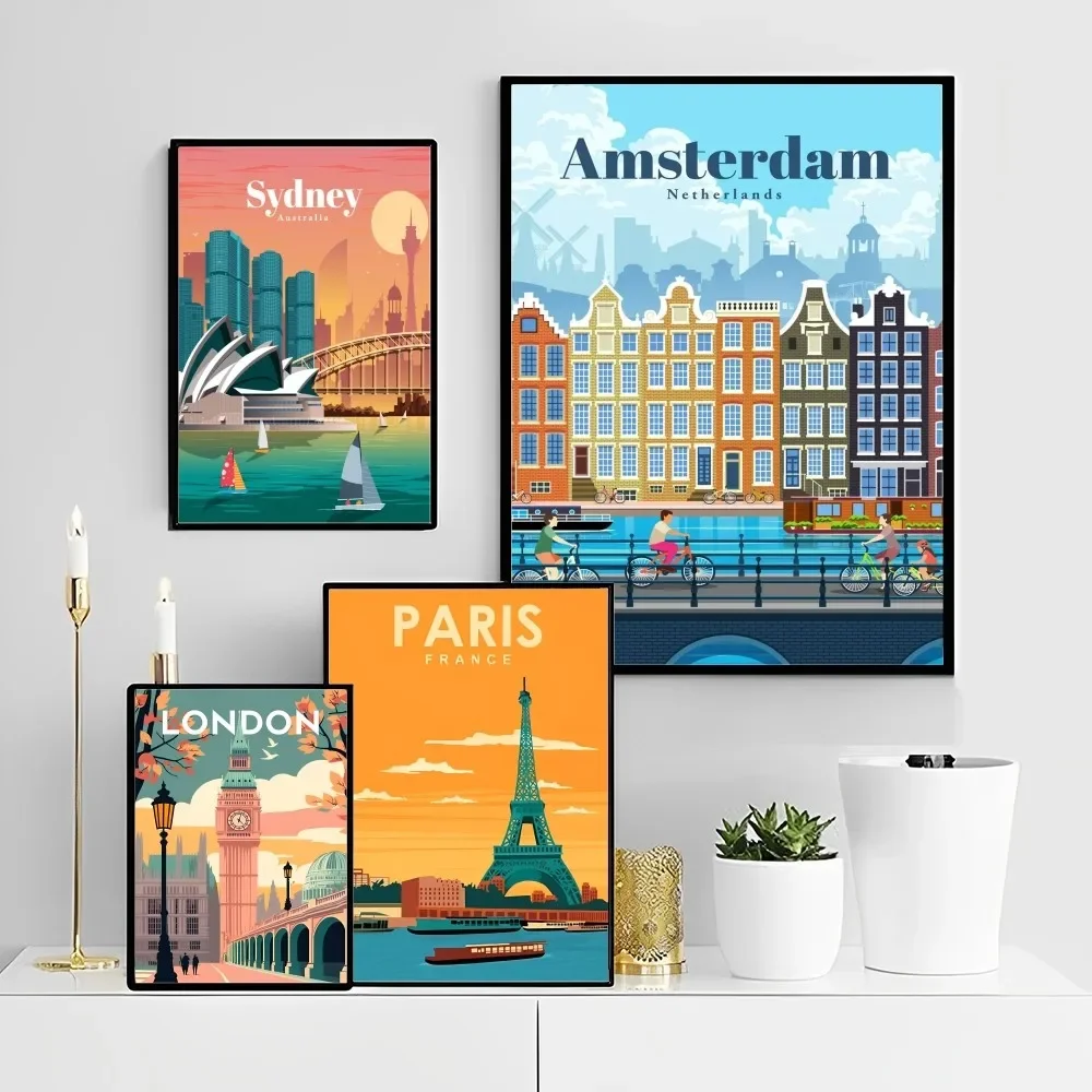 World Cities Travel Poster Self-adhesive Art Poster Retro Kraft Paper Sticker DIY Room Bar Cafe Vintage Decorative
World Cities Travel Poster Self-adhesive Art Poster Retro Kraft Paper Sticker DIY Room Bar Cafe Vintage Decorative
