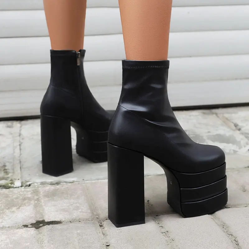 ORCHALISA Fashion Women Ankle Boots Toe Block High Heels 14cm Platform Hill 7.5cm Party Booty 44 45 46
ORCHALISA Fashion Women Ankle Boots Toe Block High Heels 14cm Platform Hill 7.5cm Party Booty 44 45 46