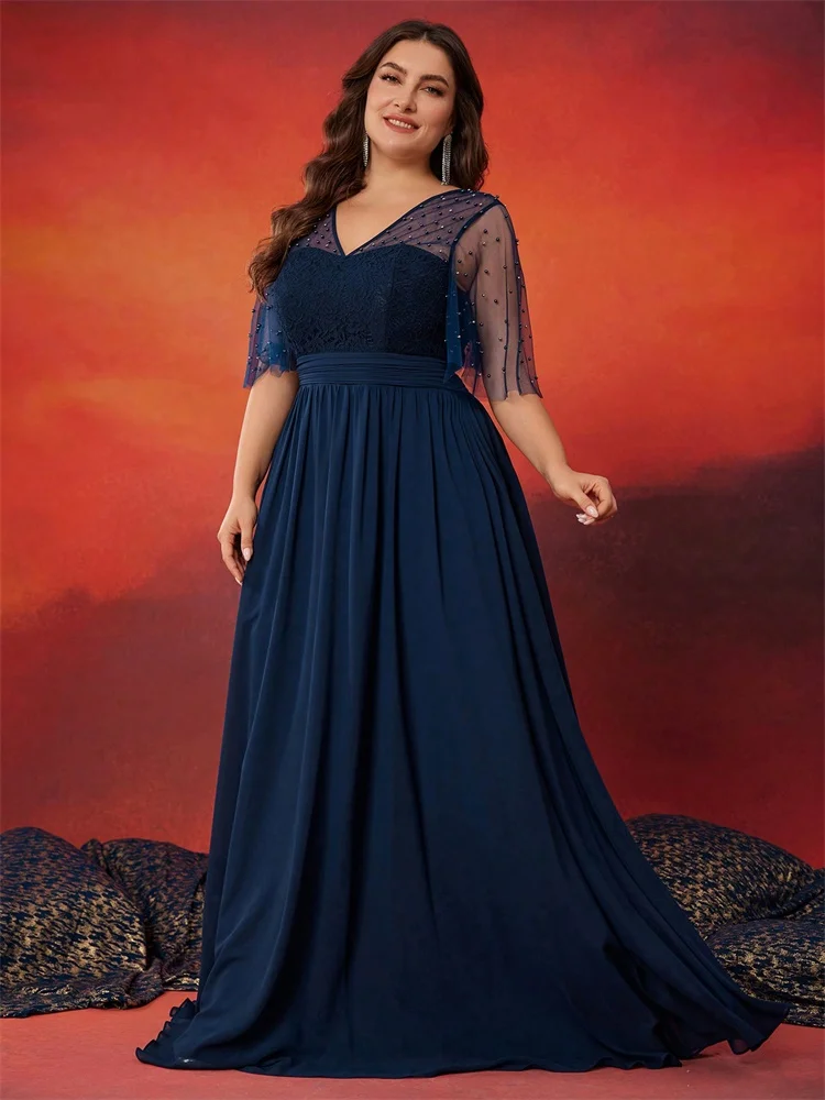 BLUEPLUM Plus Size Luxury V-Neck Chiffon Blue Evening Dress Women Elegant V-back Wedding Party Long Prom Cocktail Dress
BLUEPLUM Plus Size Luxury V-Neck Chiffon Blue Evening Dress Women Elegant V-back Wedding Party Long Prom Cocktail Dress
