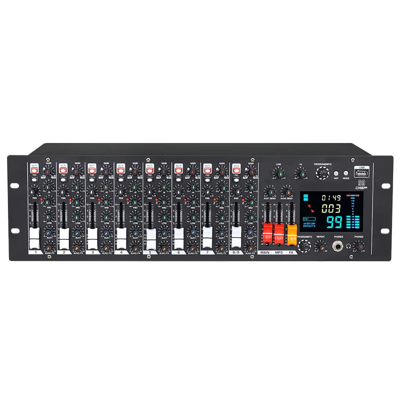 XTUGA UT9FX 9 Channel Rackmount Audio Mixer Mountable With 99 DSP Effect Professional DJ Audio Mixer Console
XTUGA UT9FX 9 Channel Rackmount Audio Mixer Mountable With 99 DSP Effect Professional DJ Audio Mixer Console