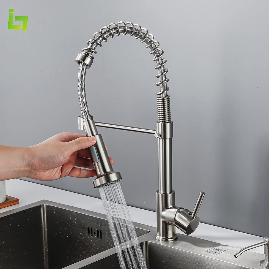 Matte Black Spring Kitchen Faucet Cold and Hot Mixer Pull Out Two Function Deck Mounted Tap With Free Hose
Matte Black Spring Kitchen Faucet Cold and Hot Mixer Pull Out Two Function Deck Mounted Tap With Free Hose