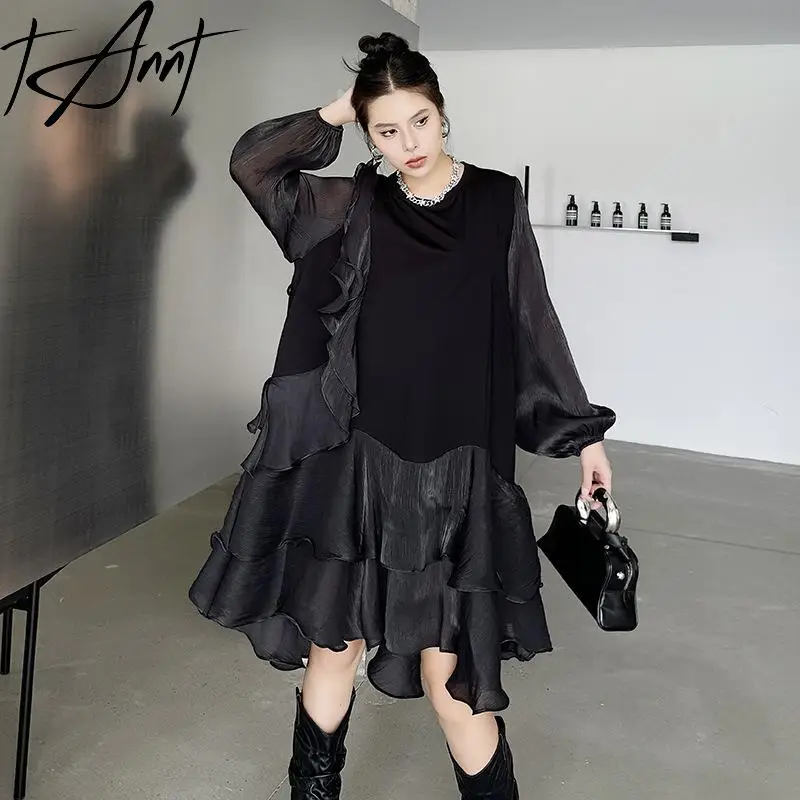 Tannt Women Dress Long Sleeves Ruffles Splice Irregular Vintage Dresses Fashion Casual Irregular Black Dresses Women 2025 New
Tannt Women Dress Long Sleeves Ruffles Splice Irregular Vintage Dresses Fashion Casual Irregular Black Dresses Women 2025 New