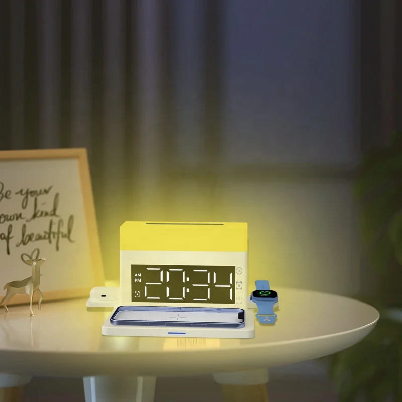 New Smart Light Emitting Diode Light Digital Alarm Clock Modern Desk Lamp Fast Wireless Charger
New Smart Light Emitting Diode Light Digital Alarm Clock Modern Desk Lamp Fast Wireless Charger