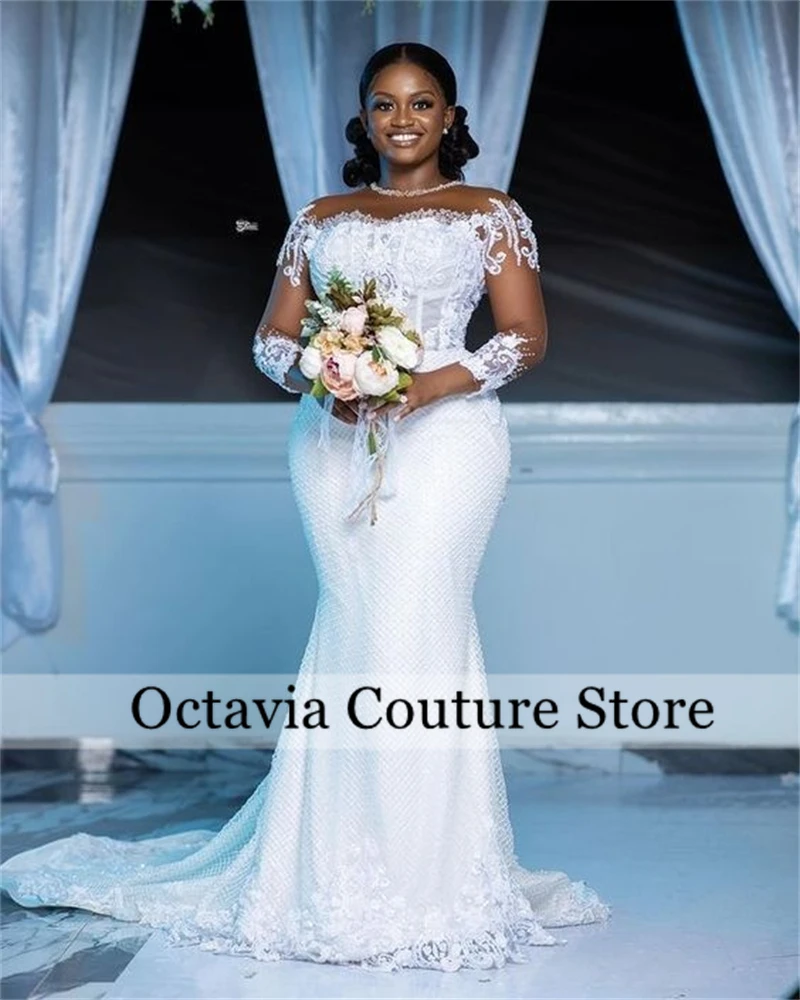 Impeccable White Bead Wedding Dresses Lace Mermaid Bridal Dress O Neck Full Sleeve Formal Gown Robe De Bal Customized
Impeccable White Bead Wedding Dresses Lace Mermaid Bridal Dress O Neck Full Sleeve Formal Gown Robe De Bal Customized