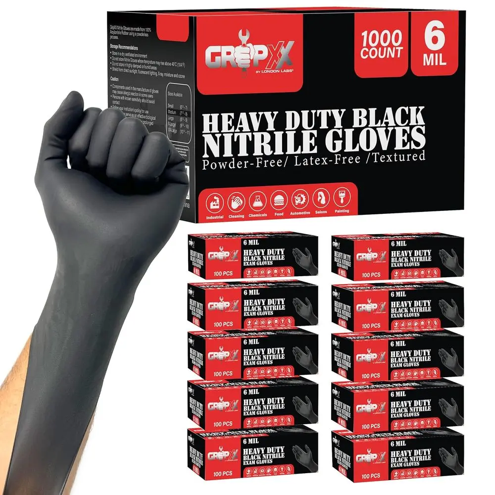 Прочные промышленные нитриловые перчатки черного цвета, 6 мил, одноразовые, без латекса и пудры | Идеально подходит для механиков, работников общепита и тату-мастеров.
Прочные промышленные нитриловые перчатки черного цвета, 6 мил, одноразовые, без латекса и пудры | Идеально подходит для механиков, работников общепита и тату-мастеров.