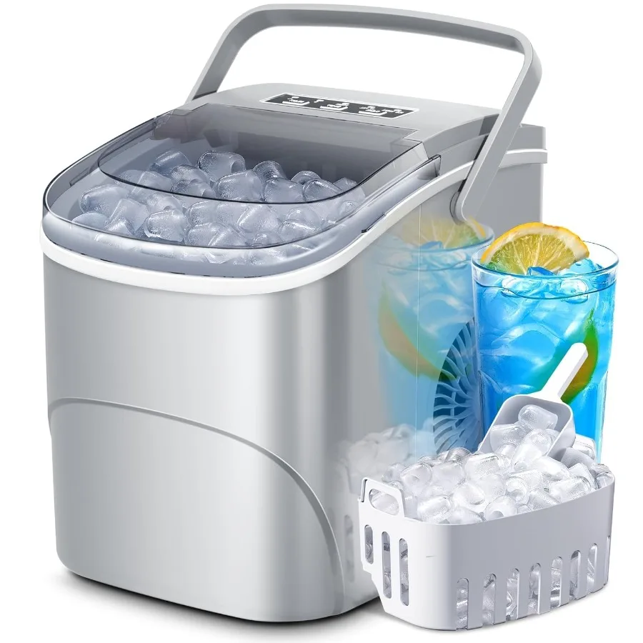 Portable countertop ice maker with handle producing 9 cubes in 6 minutes 26 lbs per 24 hours selfcleaning function ideal for ho
Portable countertop ice maker with handle producing 9 cubes in 6 minutes 26 lbs per 24 hours selfcleaning function ideal for ho
