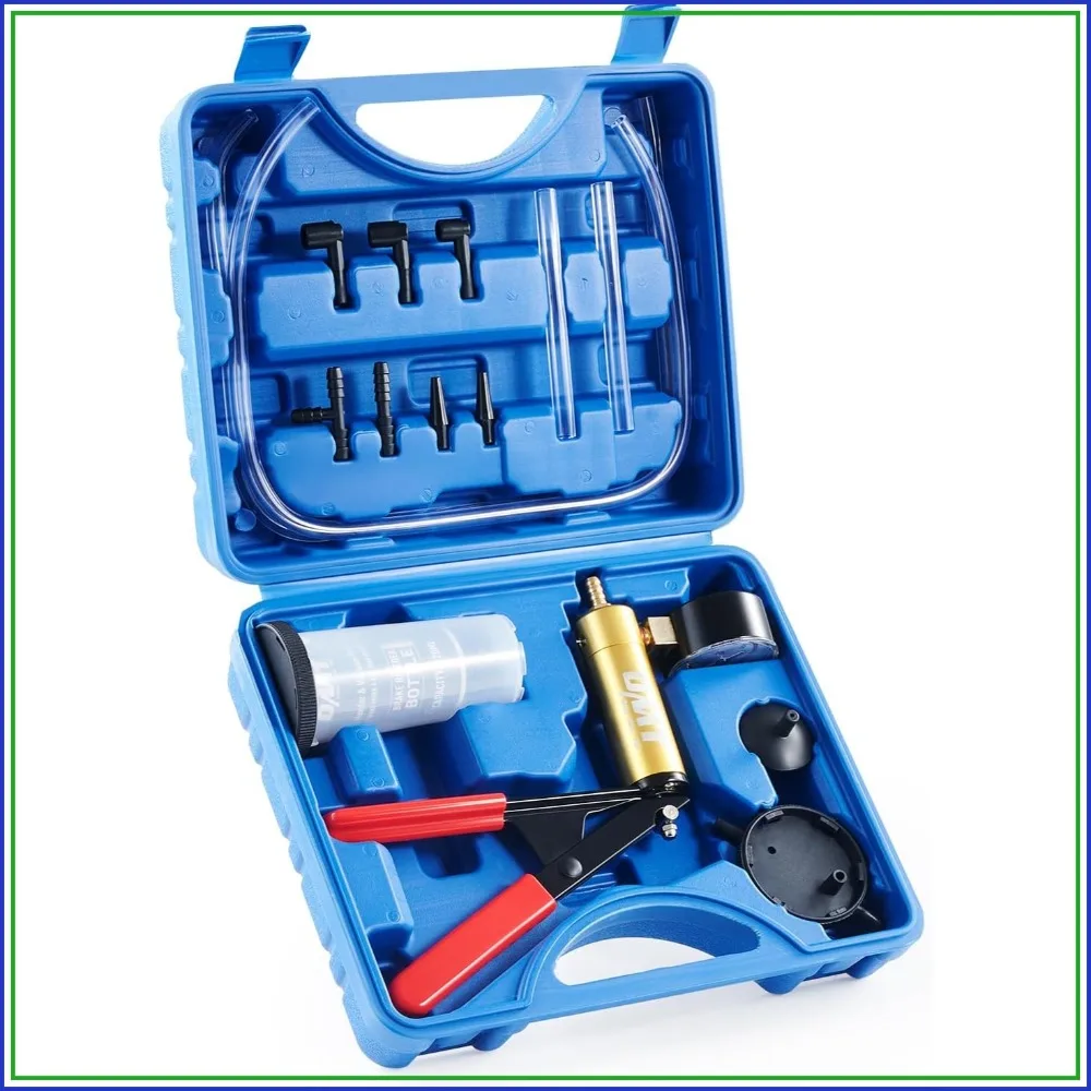 Brake Bleeder Kit with Hand Vacuum Pump and Adapters, Brake Bleeding Kit for Brake Fluid Power Steering Fluid, Vacuum Brake Bleeder Pump with Pressure Gauge
Brake Bleeder Kit with Hand Vacuum Pump and Adapters, Brake Bleeding Kit for Brake Fluid Power Steering Fluid, Vacuum Brake Bleeder Pump with Pressure Gauge