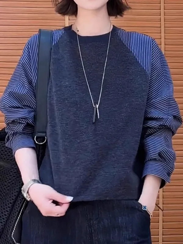 plus Size Grey Striped Sweatshirt Women's Spring New Fashion Loose Slimming Shirt Patchwork Top Korean Style round Neck Long ...
plus Size Grey Striped Sweatshirt Women's Spring New Fashion Loose Slimming Shirt Patchwork Top Korean Style round Neck Long ...