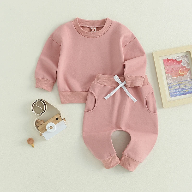 Infant Baby Girl Boys 2 Piece Outfits Solid Long Sleeve Crew Neck Sweatshirts Top Pants Spring Fall Winter Suits
Infant Baby Girl Boys 2 Piece Outfits Solid Long Sleeve Crew Neck Sweatshirts Top Pants Spring Fall Winter Suits