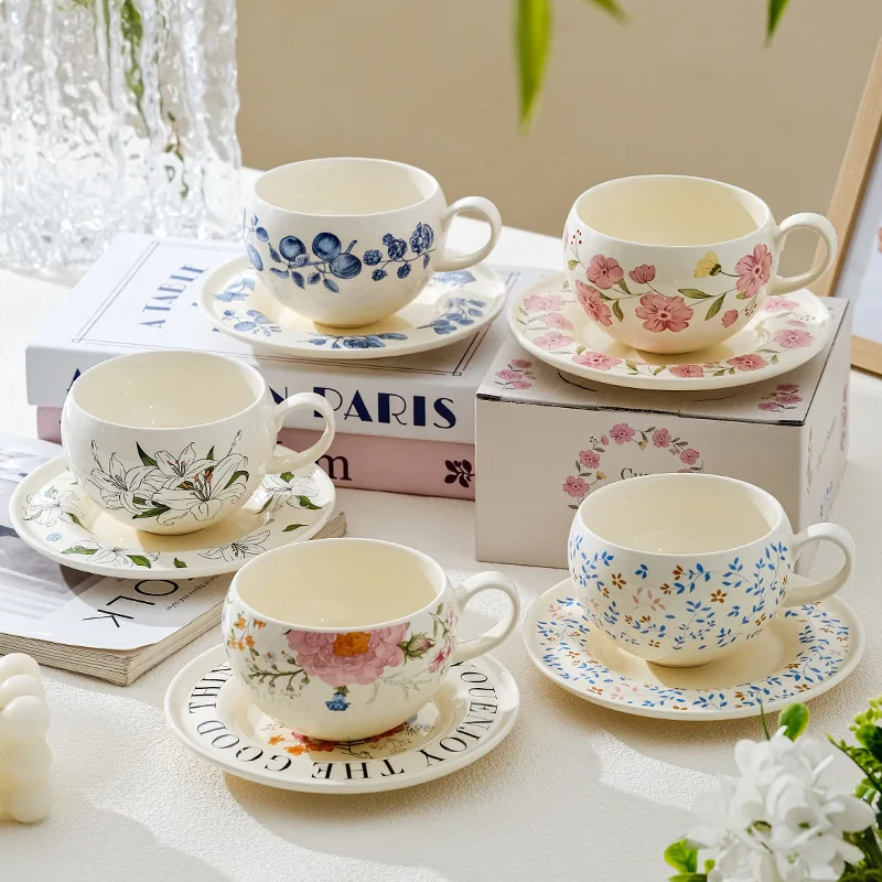 Vintage Floral Ceramic Coffee Cup & Saucer Set, Flower Printed Tea Cup for Breakfast Dessert Home Office Decor Gift
Vintage Floral Ceramic Coffee Cup & Saucer Set, Flower Printed Tea Cup for Breakfast Dessert Home Office Decor Gift