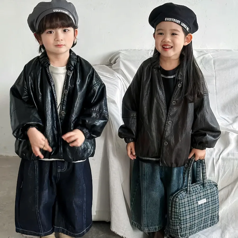 Fall 2025 Kids PU Leather Jacket Vintage Retro Style Unisex Children's Coat Bright Colors for Boys & Girls 1-8 Years
Fall 2025 Kids PU Leather Jacket Vintage Retro Style Unisex Children's Coat Bright Colors for Boys & Girls 1-8 Years
