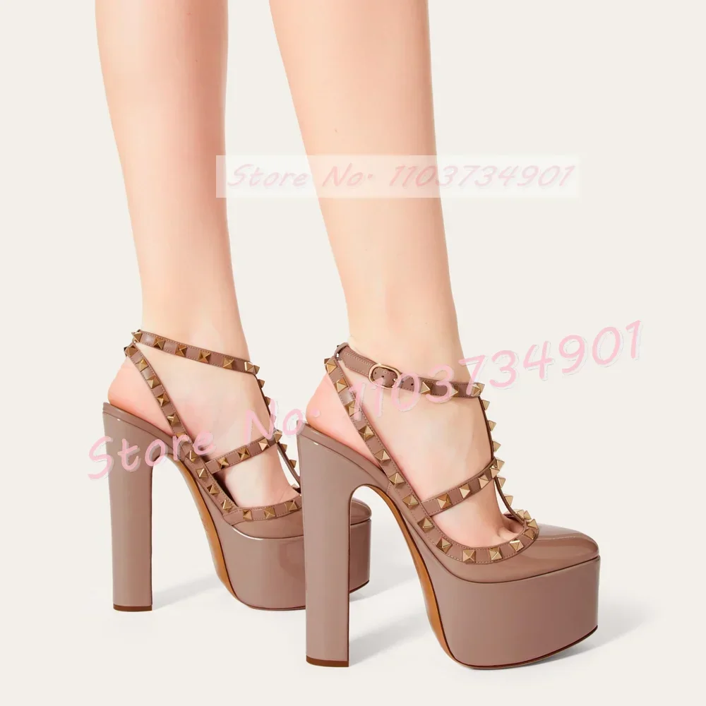 Metal Rivets Platform Sandals Women T Bar Pointed Toe Chunky Heels Shoes Lady Ankle Strap Elegant Sexy Nifty Bare Heels Sandals
Metal Rivets Platform Sandals Women T Bar Pointed Toe Chunky Heels Shoes Lady Ankle Strap Elegant Sexy Nifty Bare Heels Sandals