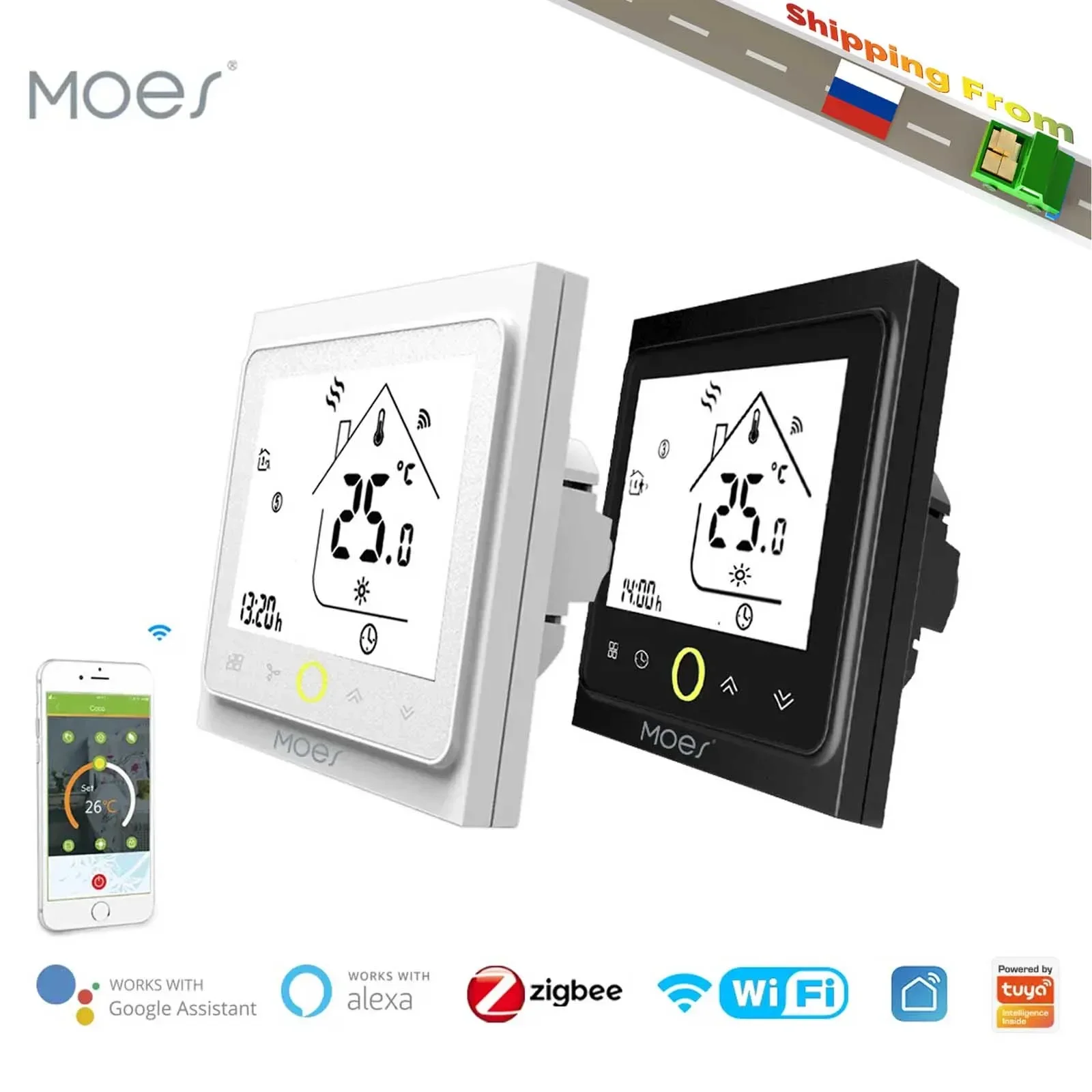 Moes Wi-Fi умный водяной/электрический подогрев пола термостат газовый котел регулятор температуры Alexa tuya Google Home голосовое управление Zigbee
Moes Wi-Fi умный водяной/электрический подогрев пола термостат газовый котел регулятор температуры Alexa tuya Google Home голосовое управление Zigbee
