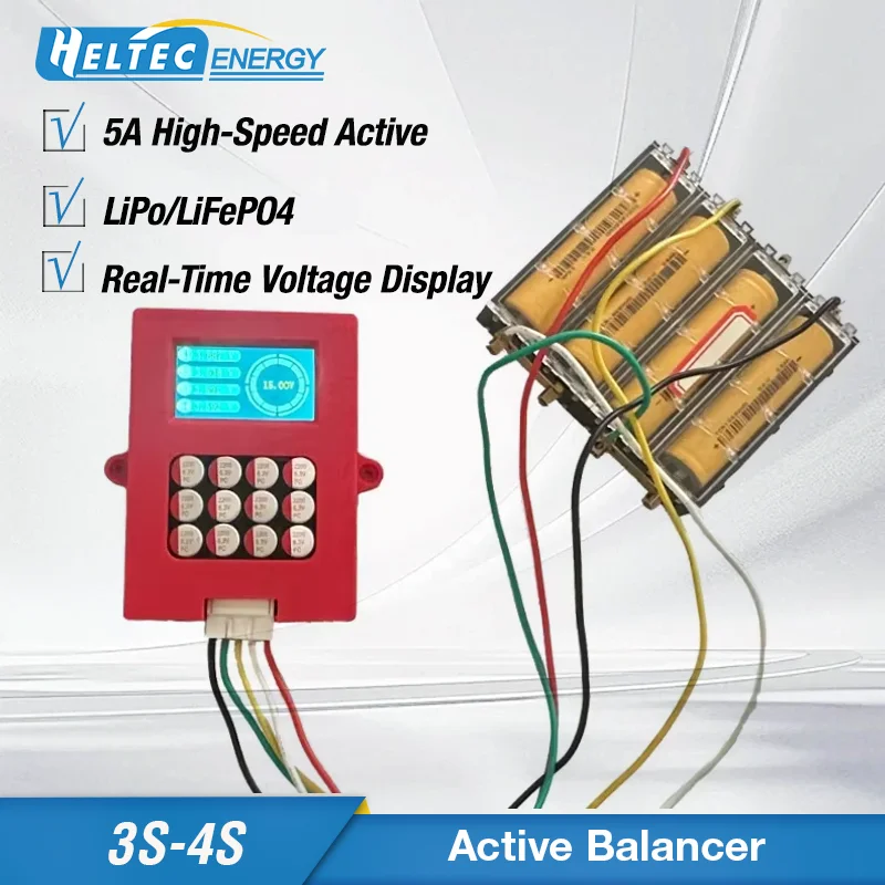 Heltecbms 5A Lipo/lifepo4 active balancer 4s 3s with Voltage Dispaly 12V Lithium Battery Energy transfer Active Equalizer
Heltecbms 5A Lipo/lifepo4 active balancer 4s 3s with Voltage Dispaly 12V Lithium Battery Energy transfer Active Equalizer